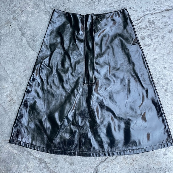 High Waisted Black Vinyl Midi Skirt black small - Picture 7 of 11